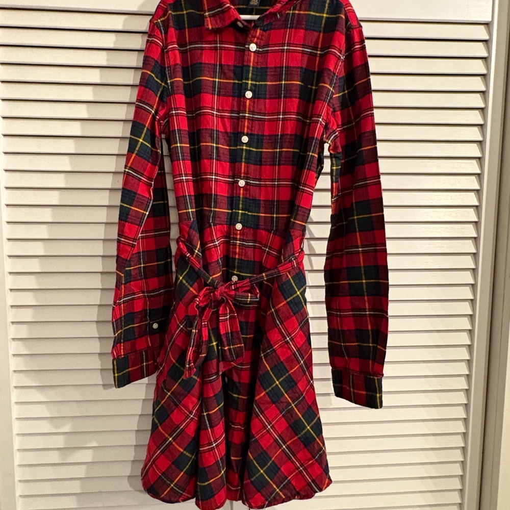 Polo by Ralph Lauren Red/Yellow/Black/Green Flannel Checkered Dress